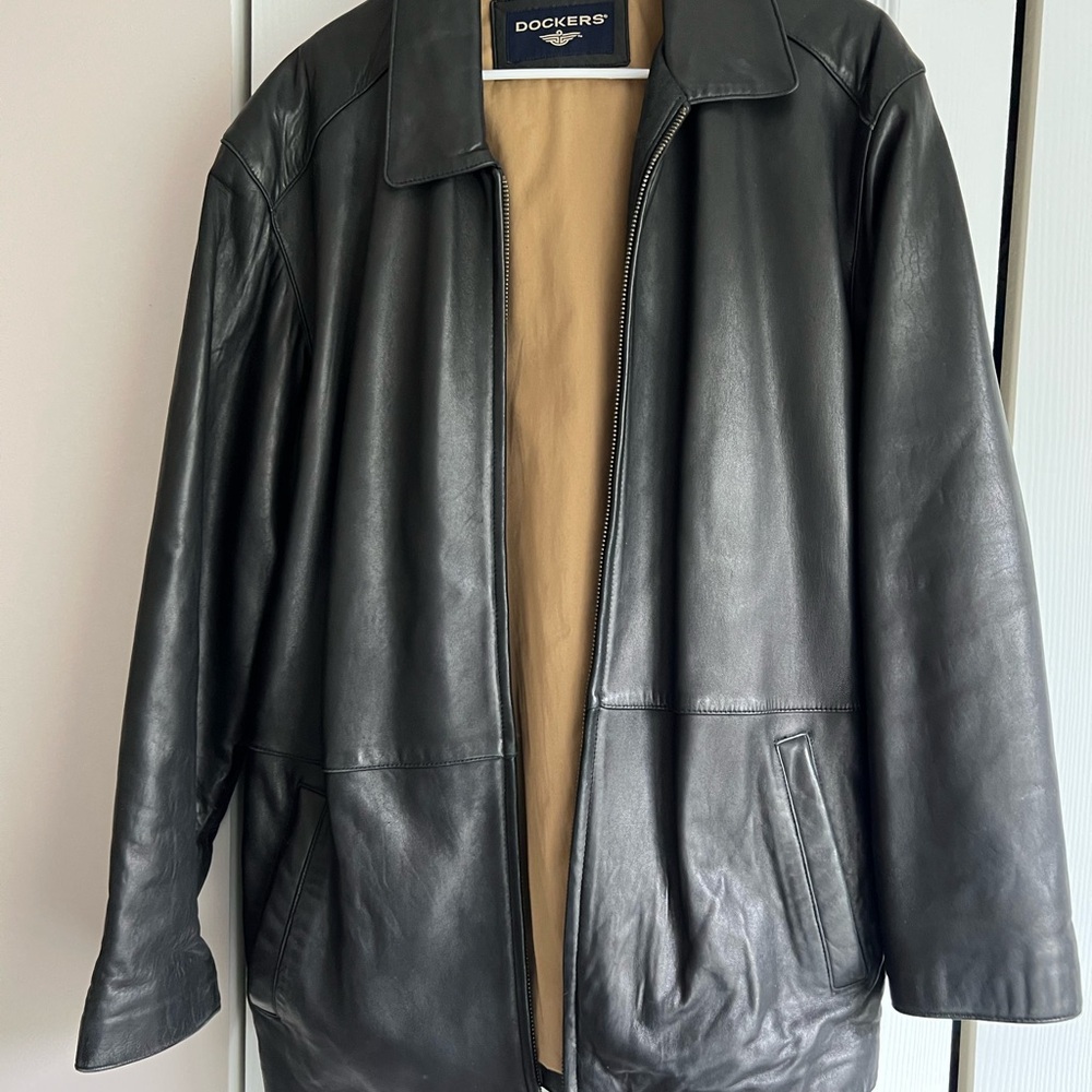Dockers Black Leather Coat
